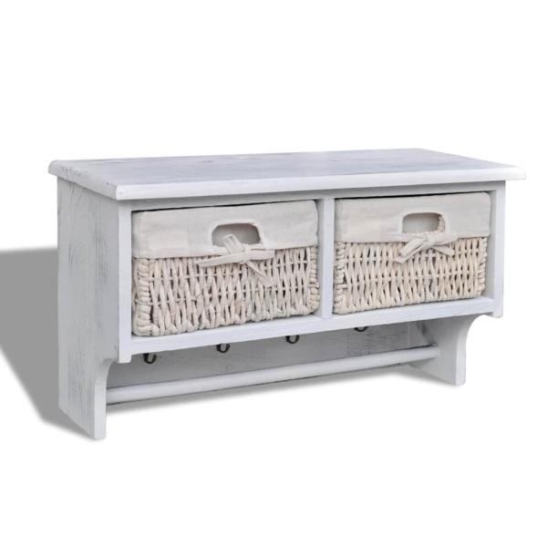 ARDEBO.de - Wandregal Weiß 60x23,5x33 cm Paulownia Holz