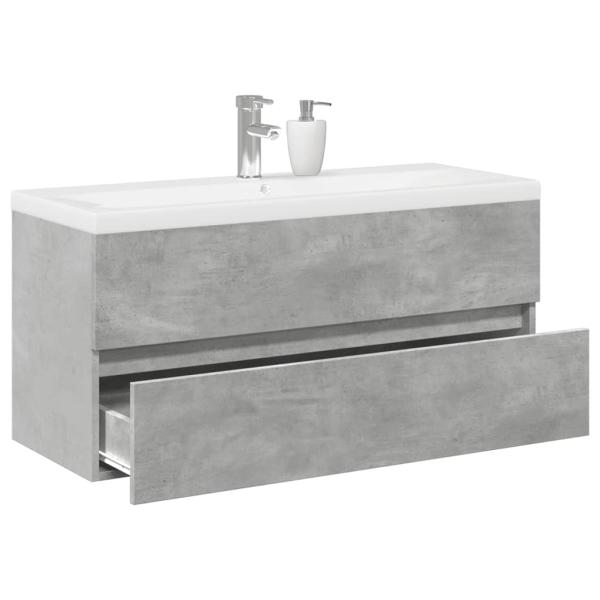 ARDEBO.de - 2-tlg. Badmöbel-Set Betongrau Holzwerkstoff