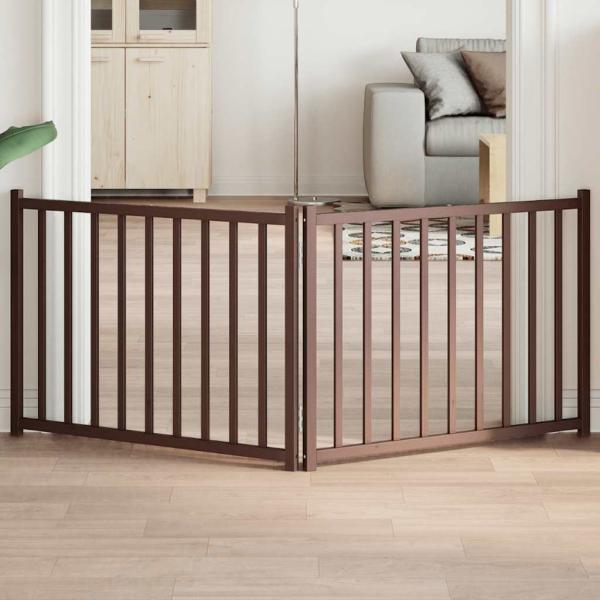 ARDEBO.de - 2-tlg. Hundetor Faltbar Braun Eiche 160 cm Massivholz Tanne