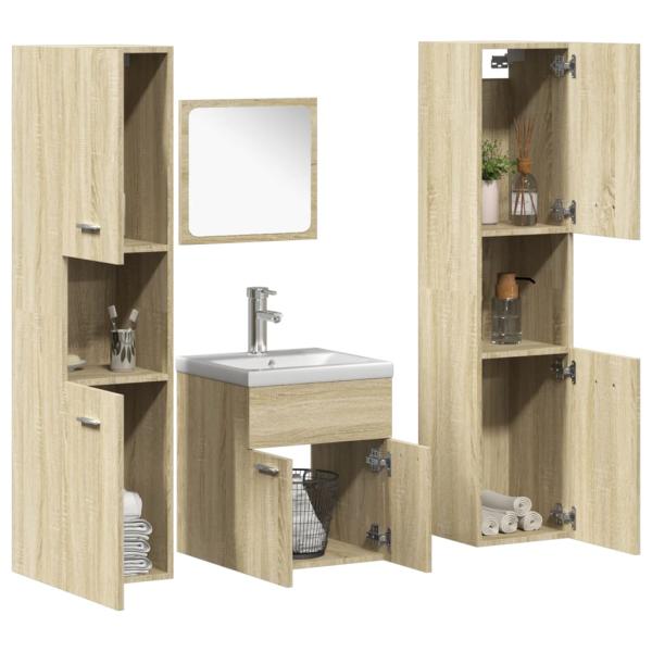 ARDEBO.de - 5-tlg. Badmöbel-Set Sonoma-Eiche Holzwerkstoff