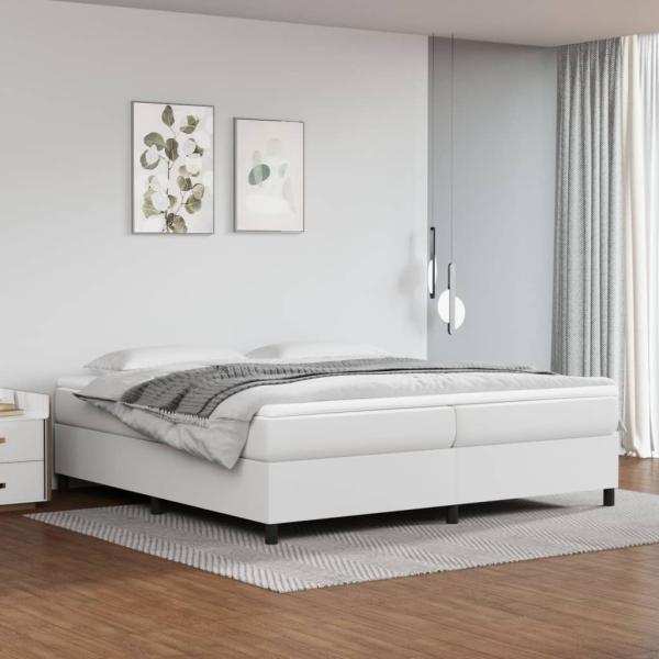 ARDEBO.de - Boxspringbett mit Matratze Weiß 200x200 cm Kunstleder