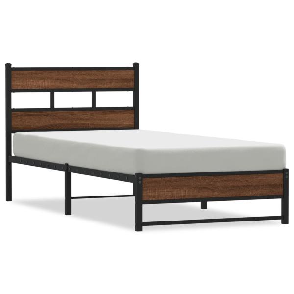 Metallbett ohne Matratze Eichen-Optik 90x190 cm