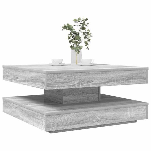 ARDEBO.de - Couchtisch 360-Grad Drehbar Grau Sonoma 70x70x34,5 cm