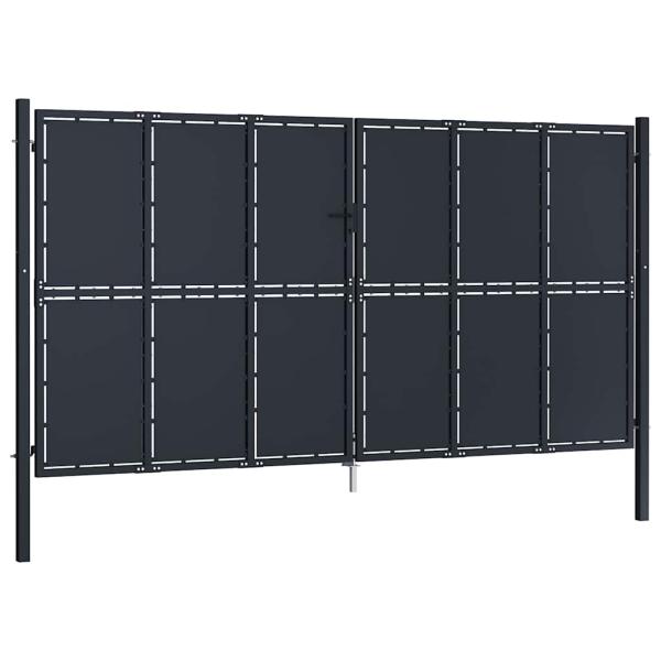Gartentor aus Stahl 400 x 200 cm Anthrazit