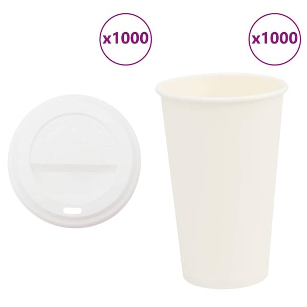 ARDEBO.de - Pappbecher mit Deckeln 1000 Stk. 16oz 400ml
