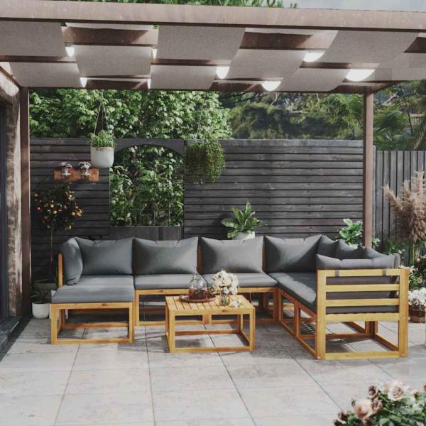 ARDEBO.de - 8-tlg. Garten-Lounge-Set mit Auflagen Massivholz Akazie