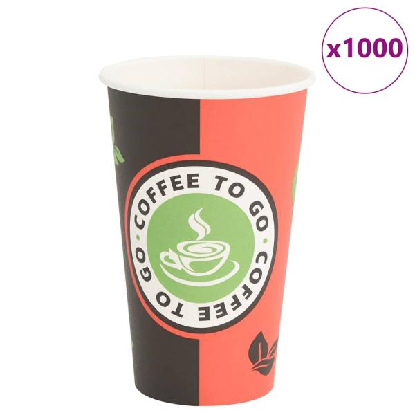 ARDEBO.de - Pappbecher 1000 Stk. 16oz 400ml Rot und Schwarz
