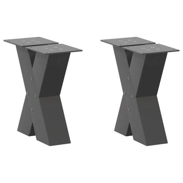 ARDEBO.de - Couchtischbeine X-Form 2 Stk. Anthrazit 30x(30-31) cm Stahl