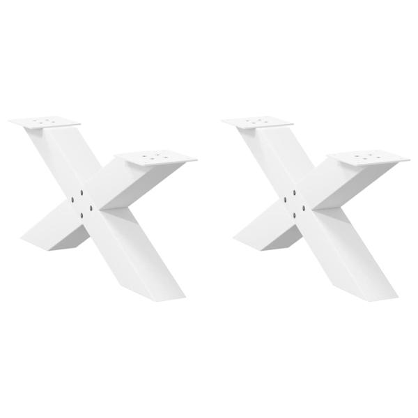 ARDEBO.de - Couchtischbeine X-Form 2 Stk. Weiß 70x(30-31) cm Stahl