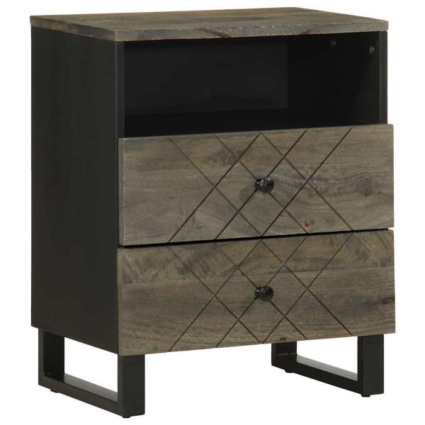 ARDEBO.de - Nachttisch Schwarz 50x33x62 cm Massivholz Mango