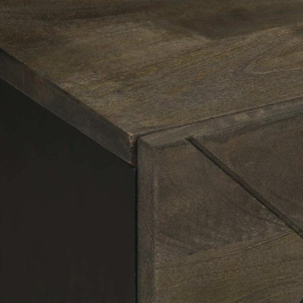 Nachttisch Schwarz 40x33x46 cm Massivholz Mango