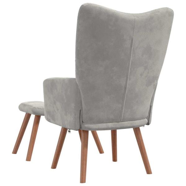 Relaxsessel mit Hocker Hellgrau Samt