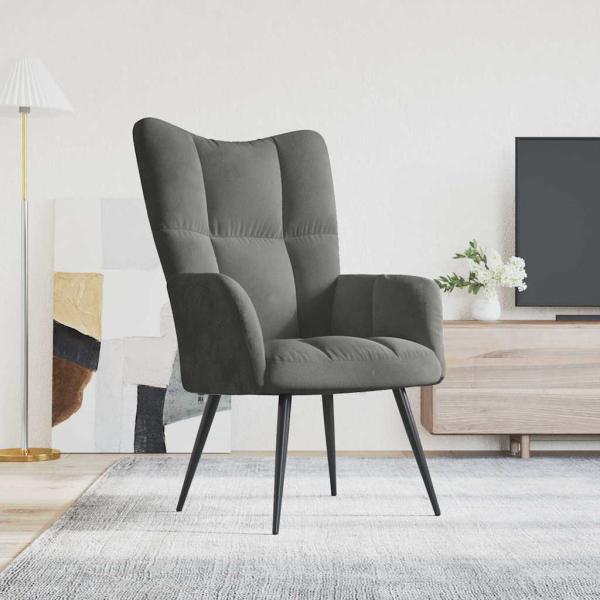 ARDEBO.de - Relaxsessel Dunkelgrau Samt