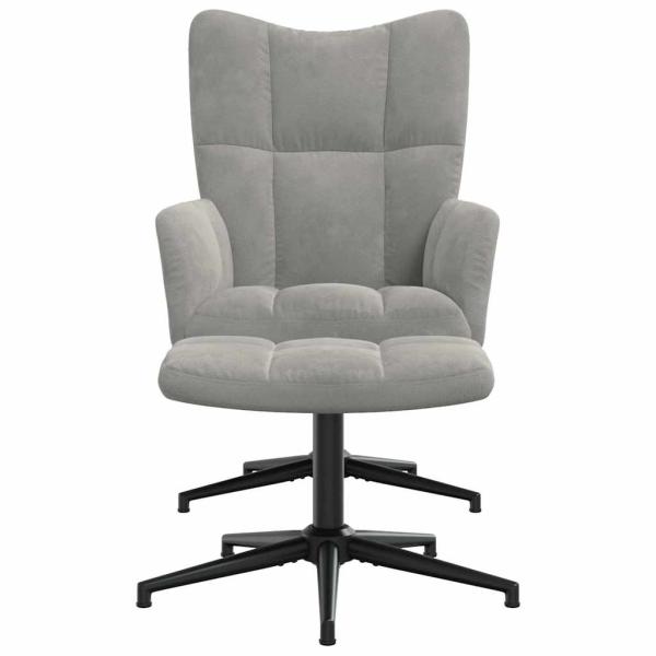 Relaxsessel mit Hocker Hellgrau Samt