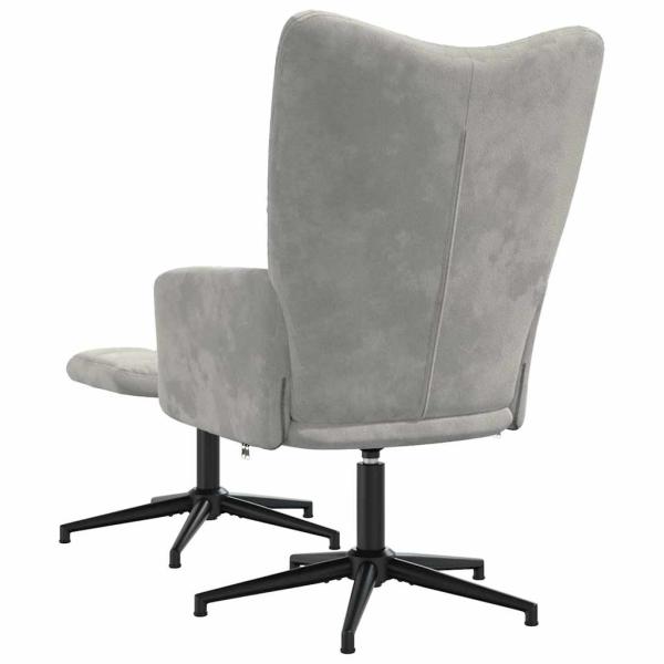 Relaxsessel mit Hocker Hellgrau Samt