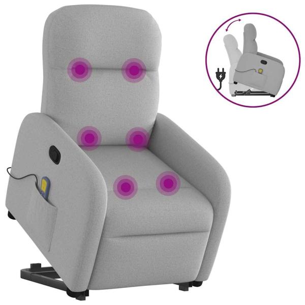 ARDEBO.de - Massagesessel mit Aufstehhilfe Wolkengrau Stoff