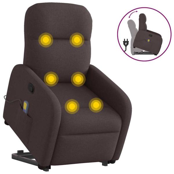 ARDEBO.de - Massagesessel mit Aufstehhilfe Dunkelbraun Stoff