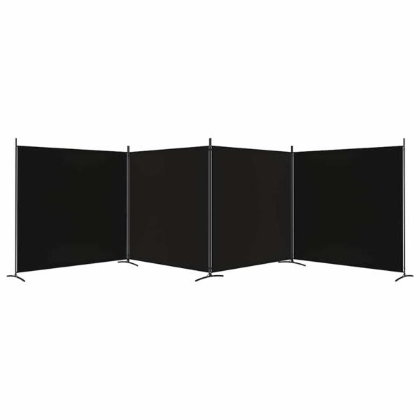 4-tlg. Paravent Schwarz 698x180 cm Stoff