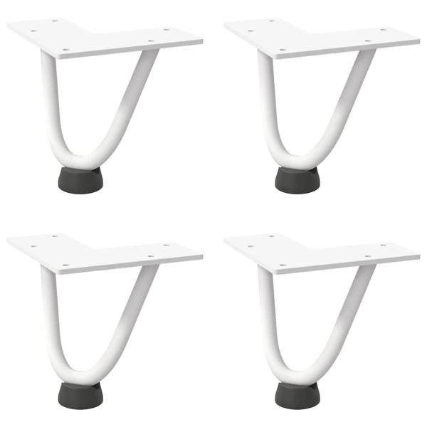 Haarnadelbeine für Couchtisch 4 Stk. Weiß 10 cm Massivstahl