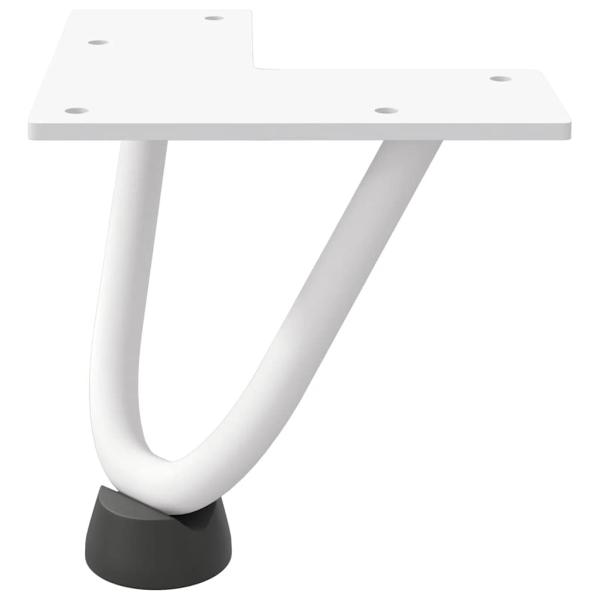 Haarnadelbeine für Couchtisch 4 Stk. Weiß 10 cm Massivstahl