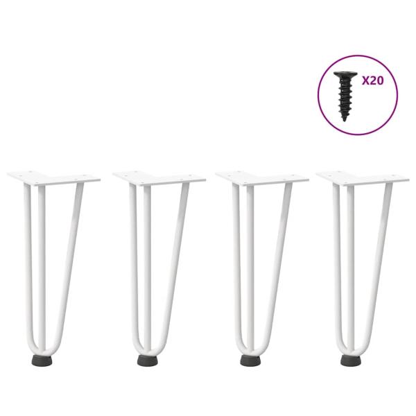 ARDEBO.de - Haarnadelbeine für Couchtisch 4 Stk. Weiß 30 cm Massivstahl