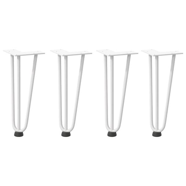 Haarnadelbeine für Couchtisch 4 Stk. Weiß 30 cm Massivstahl