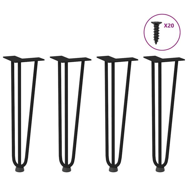 ARDEBO.de - Haarnadelbeine für Couchtisch 4 Stk. Schwarz 42 cm Massivstahl