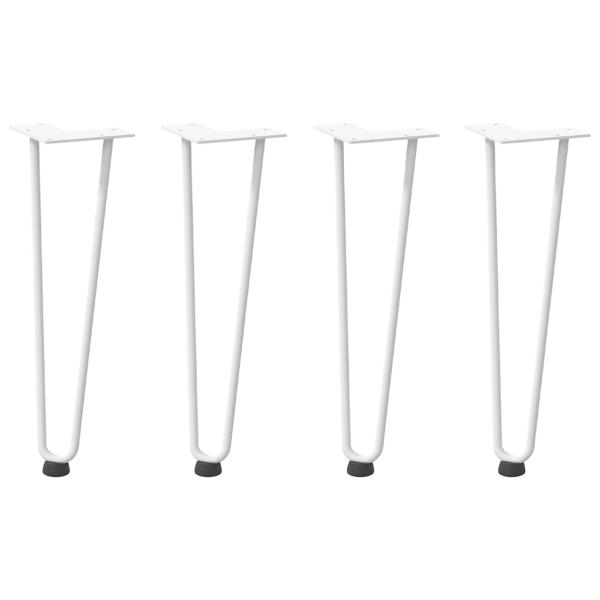 Haarnadelbeine für Couchtisch 4 Stk. Weiß 42 cm Massivstahl