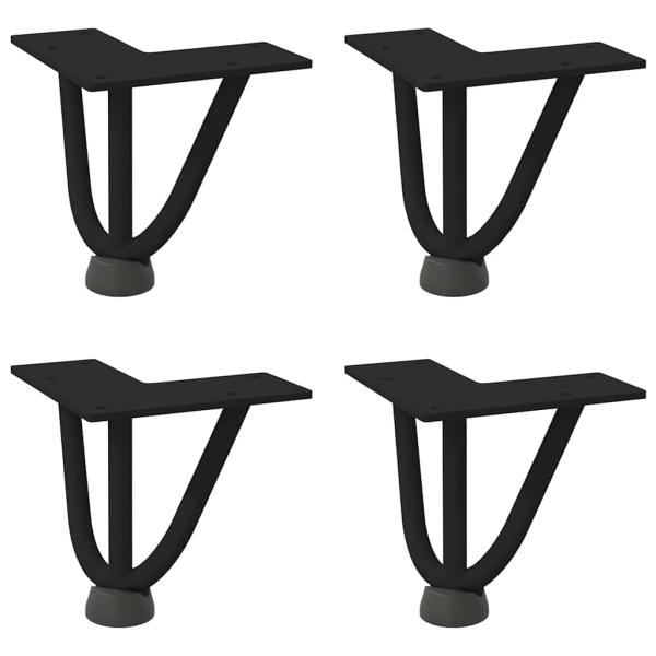 Haarnadelbeine für Couchtisch 4 Stk. Schwarz 10 cm Massivstahl