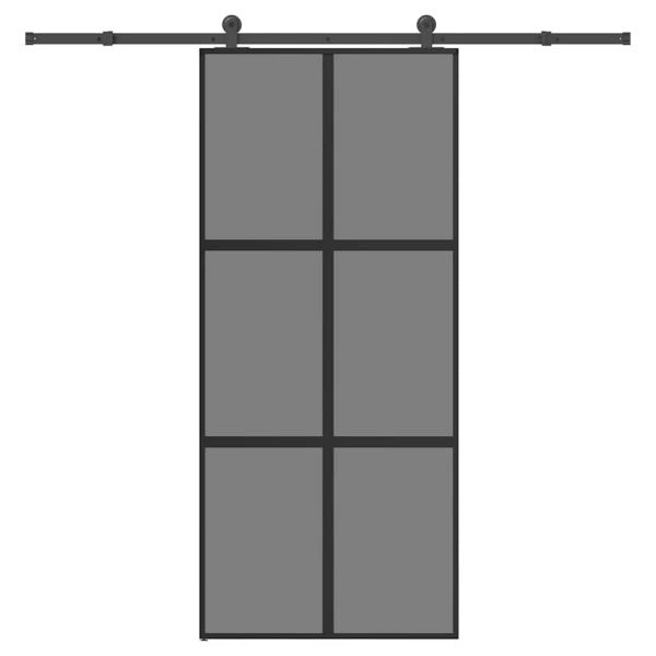 Schiebetür mit Beschlag 90x205 cm Hartglas & Aluminium