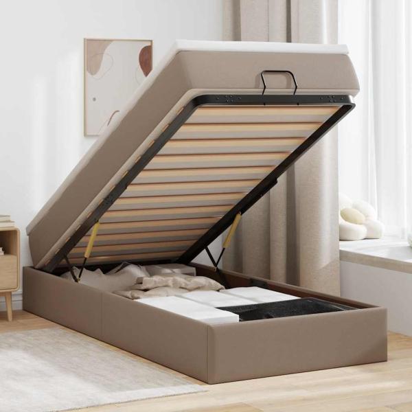 ARDEBO.de - Ottoman-Bett mit Matratze Cappuccino-Braun 90x190 cm Kunstleder