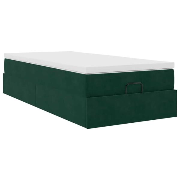 Ottoman-Bett mit Matratze Dunkelgrün 80x200 cm Samt