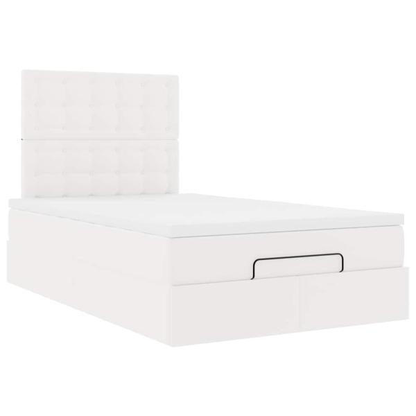 Ottoman-Bett mit Matratze & LEDs Weiß 120x200 cm Kunstleder