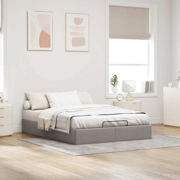 Ottoman-Bett ohne Matratze Taupe 140x190 cm Stoff