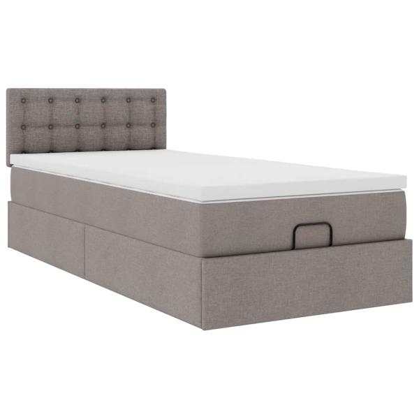 Ottoman-Bett mit Matratze Taupe 80x200 cm Stoff