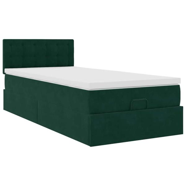 Ottoman-Bett mit Matratze Dunkelgrün 90x190 cm Samt