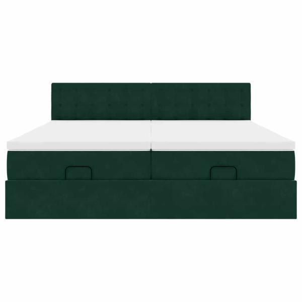 Ottoman-Bett mit Matratzen Dunkelgrün 160x200 cm Samt