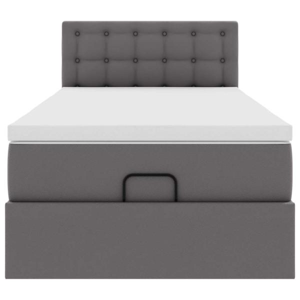 Ottoman-Bett mit Matratzen & LEDs Grau 90x190 cm Kunstleder