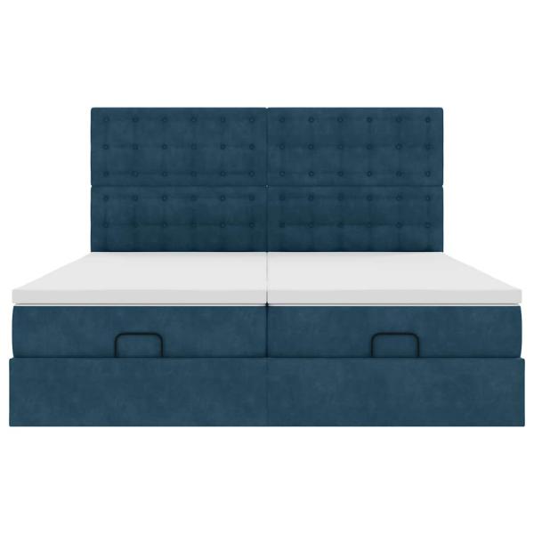 Ottoman-Bett mit Matratzen Dunkelblau 160x200 cm Samt