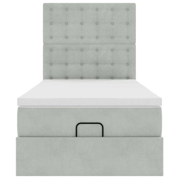 Ottoman-Bett mit Matratzen Hellgrau 90x190 cm Samt