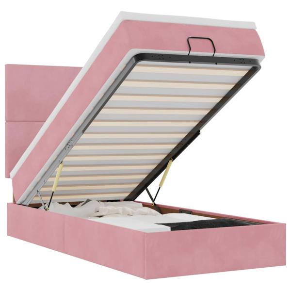 Ottoman-Bett mit Matratzen & LEDs Rosa 80x200 cm Samt
