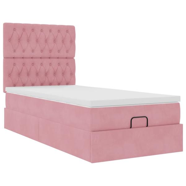 Ottoman-Bett mit Matratzen & LEDs Rosa 80x200 cm Samt