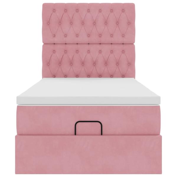 Ottoman-Bett mit Matratzen & LEDs Rosa 80x200 cm Samt