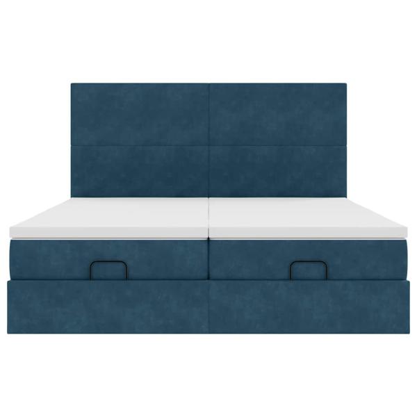 Ottoman-Bett mit Matratzen & LEDs Dunkelblau 160x200 cm Samt