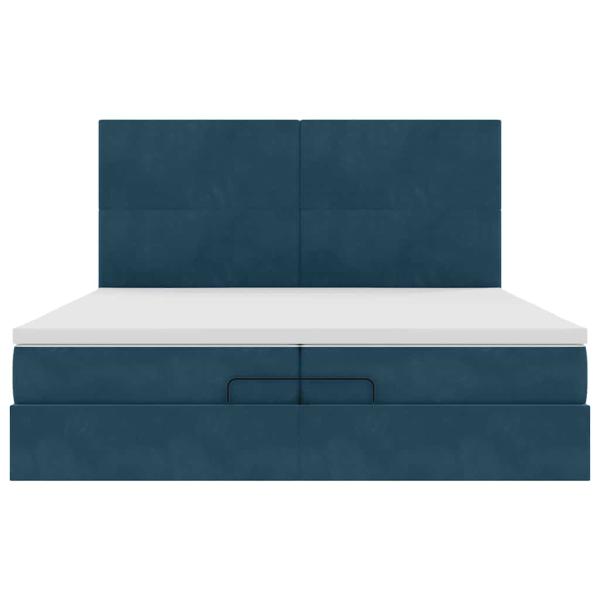 Ottoman-Bett mit Matratzen & LED Dunkelblau 200x200 cm Samt