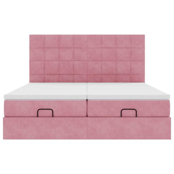 Ottoman-Bett mit Matratzen & LEDs Rosa 160x200 cm Samt