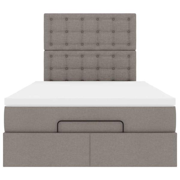 Ottoman-Bett mit Matratze & LEDs Taupe 120x200 cm Stoff