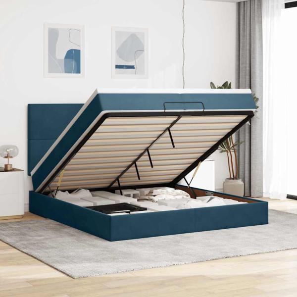 ARDEBO.de - Ottoman-Bett mit Matratzen Dunkelblau 200x200 cm Samt