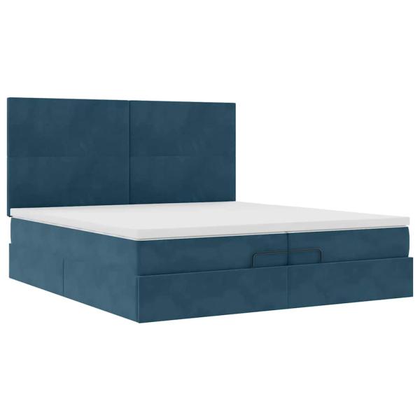 Ottoman-Bett mit Matratzen Dunkelblau 200x200 cm Samt