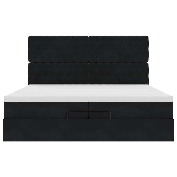 Ottoman-Bett mit Matratzen & LEDs Schwarz 200x200 cm Samt